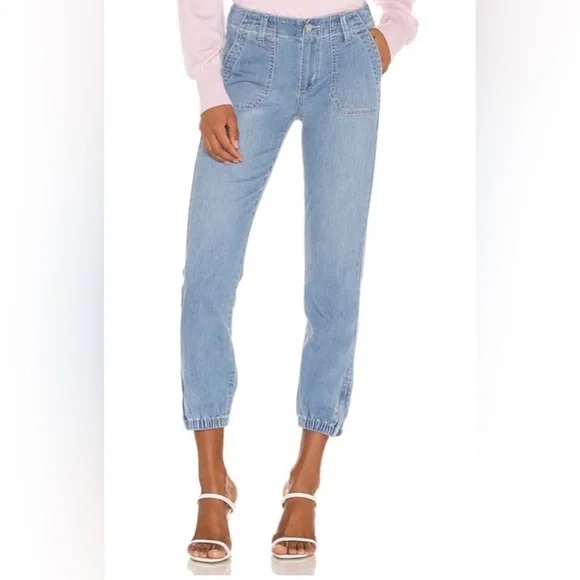 Paige Mayslie Jogger Denim Banded Bottom Hem Jeans size 25 - Picture 10 of 10